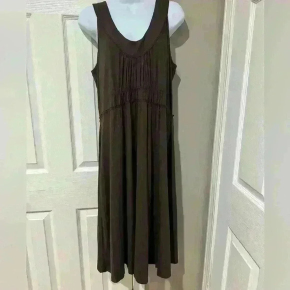 Marc Aurel Brown Midi Capsule Dress 12 Stretch Minimalist Casual Elevated Basic - Picture 1 of 17